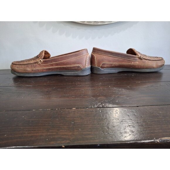 EUC Dockers Brazilian Brown Leather Woven Slip On Loafers/Pre-owned, Size 11m - Picture 2 of 9